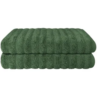 Schiesser Duschtuchset Neapel - 2-teilig - 70x140 cm - Dunkelgrün , Textil , 70x140 cm , Heimtextilien, Badtextilien, Handtücher