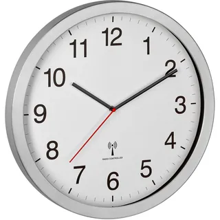 TFA Analoge XL Funk-Wanduhr 40,00 cm 60.3545.02 silber/weiß