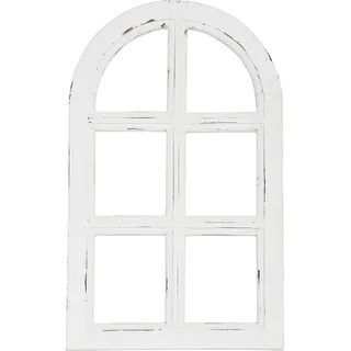 Holz Dekorations Fenster weiß geputzt halbrund 295 x 49 cm - Nostalgie Stil Fensterdekoration Fensterbank - Weiß