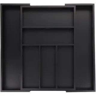 Relaxdays Besteckkasten ausziehbar Bambus HBT 5 x 30,5-49 x 46 cm 5-7 Fächer schwarz