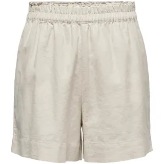 ONLY Damen Short ONLTOKYO HW Linen Blend Weiss Beige XS S M L XL Leinen, Größe:M, Farbe:Moonbeam 15259587