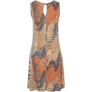 Strandkleid BUFFALO "mit Animaldruck und Cut-out am Ausschnitt", Damen, Gr. 34, N-Gr, bunt (animal bedruckt), Jersey, Obermaterial: 100% Viskose, bedruckt, figurumspielend kurz, V-Ausschnitt, Kleider Strandkleid, Trägerkleid, kurzes Sommerkleid mit Zieraccessoire, Animalkleid, Topseller