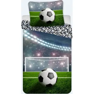 Bettwäsche Fußball Kissenbezug 80 x 80 cm und Bettbezug 135 x 200 cm, 100 % Baumwolle