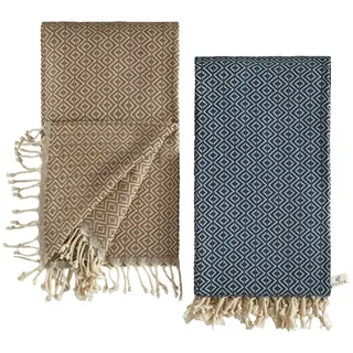 Tuiste Saunatuch Beige - Petrol Blau 2er Pack, Saunakilt Damen und Herren, Strandtuch, Saunahandtuch, Picknickdecke, Hamamtuch%100 Baumwolle, Strandtücher, Strandhandtuch XXL, Badehandtuch 100x180