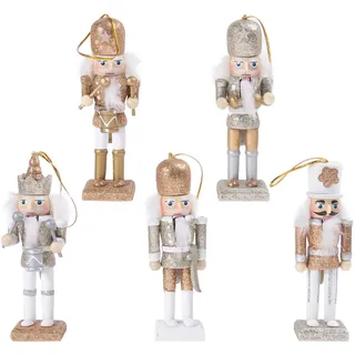 VALICLUD 5 Stücke Weihnachten Nussknacker Figuren Puppe Baumschmuck Soldaten Holz Dekofigur Weihnachtsfiguren Holzfiguren Tischdeko Weihnachtsbaum Anhänger Ornamente Xmas Deko