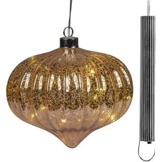 formano LED-Hängetropfen Amber aus Glas, warmweiß 15cm mit Timer 6h / 18h