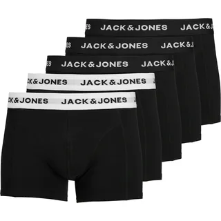 JACK & JONES Solid Boxershorts schwarz/weiß S 5er Pack