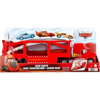 Disney Pixar Cars Transporter Mack mit Rampe, ca. 33 cm langer Autotransporter für 12 Fahrzeuge - Rot