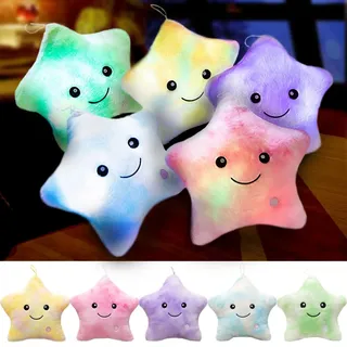 Kyduu Leuchtkissen, Kinder Leuchtender Stern Kissen led Leuchtend, Deko Sterne Kissen led, Dream Leuchtendes Bunte Stern Plüsch Deko Kissen (Bunt-Lila)
