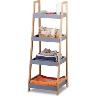 Bambus-Wandregal 4 Etagen 98 x 36 x 345 cm - Küchenregal aus Holz - Grau