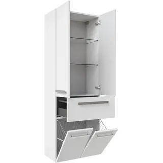 Saphir »Serie 4005 Badschrank 60 cm breit, mit 2 Türen und 1 Schublade«, 2 Glas-Einlegeböden, Badezimmer-Hochschrank inkl. Türdämpfer