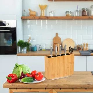 Messenblock ohne Messer - Bambus - Universal - Mit Bürste