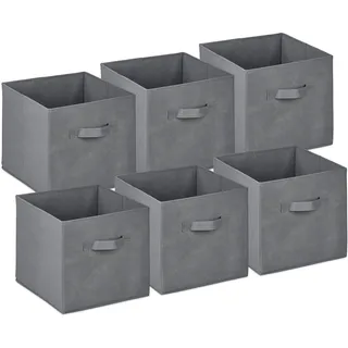 Relaxdays Aufbewahrungsbox 26,5 x 28 x 28 cm 6-tlg. grau