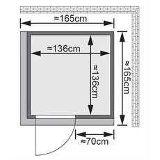 Bild von Sauna Minja 68mm 230V Dachkranz & Bio-Ofen externe Stg.LED-Dachkranz Natur