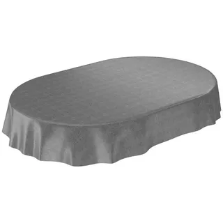 ANRO Wachstuchtischdecke Wachstuch Wachstischdecke Tischdecke Wachstuchdecke Anthrazit Leinenoptik Oval 240x140cm