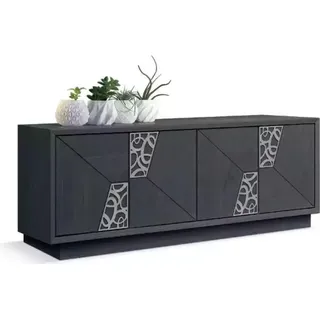 Graues Luxus Sideboard Wohnzimmer Holz Kommode Moderne Anrichte Neu - Dunkelgrau