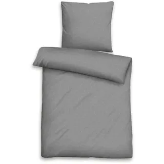 biberna 0676067 Bettwäsche Kopfkissenbezug GOTS Jacqaurd-Satin 1x 40x80 cm titanium