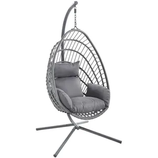 Ambia Garden Hängesessel , Anthrazit, Dunkelgrau , Metall, Kunststoff, Textil , Füllung: Polyester,Polyester , 95x190x100 cm , Gartenmöbel, Gartenschaukeln, Hängesessel