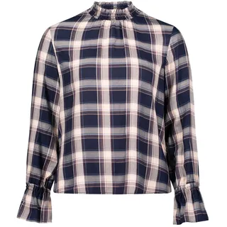 Klassische Bluse ZERO "Bluse mit Rüschen", Damen, Gr. 44, bunt (dunkelblaubeige), Obermaterial: 100% Viskose CV., Blusen Klassische Bluse