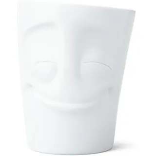 FIFTYEIGHT PRODUCTS / Tassen / Henkelbecher „Vergnügt" (Porzellan, 350ml, weiß, Made in Germany)