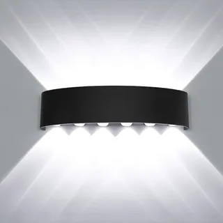HAWEE Modern Wasserdicht Wandlampe LED Wandleuchte Up Down Aluminium Wandbeleuchtung Innen Außen für Badezimmer Treppen Veranda Flur Schlafzimmer Korridor Wohnzimmer, 12W Weiß