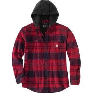 CARHARTT Flannel-Fleece, Kapuzen-Hemd/Jacke - Rot/Schwarz (R09) - XXL
