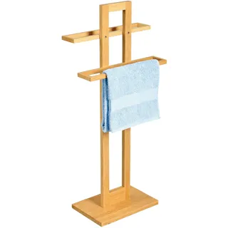 MSV 140619 Handtuchständer mit Taschenleerer 37 x 25 x 85 cm aus Bambus