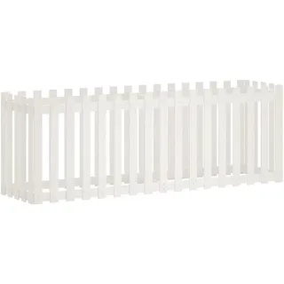 vidaXL Hochbeet Lattenzaun-Design Weiß 200x50x70 cm Massivholz Kiefer - Weiß
