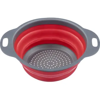 Westmark faltbarer Seiher - Nudelsieb aus Kunststoff - Ø 22 cm - platzsparende Aufbewahrung - bis zu 120° hitzebeständig (Anthrazit/Rot)