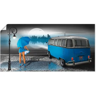 Artland Wandbild »Regennacht in Blau mit Bulli T1« Auto 1 Stk. tlg. als Leinwandbild, Poster, Wandaufkleber in verschied. Größen, blau