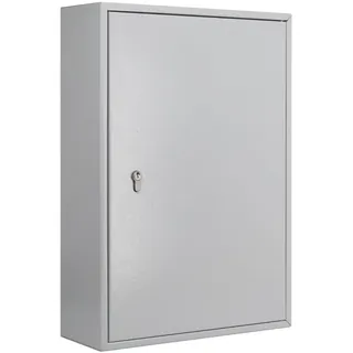 BURG-WÄCHTER Schlüsselschrank zur Wandmontage, Farbige Hakenleisten und Schlüsselanhänger, Herausnehmbares Schlüsselregister, inkl. Profilzylinder 30/10 und 3 Schlüssel, 150 Haken, 6850/150 PZ, Grau