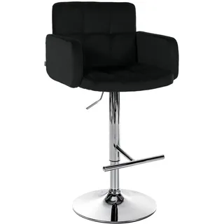 CLP Barhocker Samt Schwarz , Metall , 60x93x56 cm , Esszimmer, Barmöbel, Barhocker