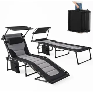 Sonnenliege, verstellbares Design, langlebige Materialien, 2Stk 200x68x35cm