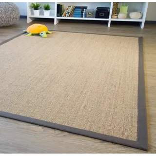 Steffensmeier Sisal Teppich Brazil mit Bordüre Farbe Natur dunkel Oliv Premium Qualität 100% Sisal, Größe: 300x400 cm