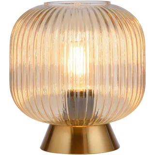 LED Tischleuchte "NAMI", amber, 1, Ø 20cm H: 22cm, 1 Stk., SCHÖNER WOHNEN-KOLLEKTION, Leuchten, SCHÖNER WOHNEN Kollektion, Schnurschalter, geriffeltes Glas, LED Tischleuchte