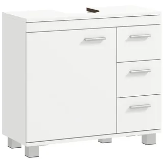 Homcom Waschbeckenunterschrank Unterschrank mit Schubladen Soft-Close Tür U-förmigen Ausschnitt Badezimmerschrank Waschtischunterschrank Badschrank für Badezimmer 70 x 30 x 64 cm Weiß - Holzwerkstoff , Nachbildung , 2 Fächer , 3 , 30x64x70 , Badmöbel,