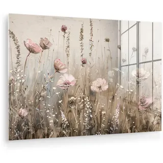 MuchoWow Acrylglasbild Blumen - Rosa - Modern - Beige Wanddeko 60x40 cm , Glas , Rechteckig , 60x40 cm , Bilder & Rahmen, Bilder, Acrylglasbilder