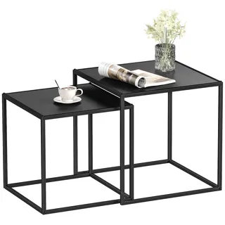 Homcom Beistelltisch Schwarz Metall 40 x 40 x 40 cm