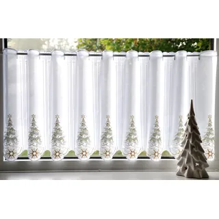 Scheibengardine STICKEREIEN PLAUEN "Tannenbaum" Gr. 4, bunt, B:193cm H:30cm, Voile, Polyester, Gardinen, Scheibengardine