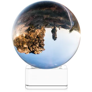 Navaris Glaskugel für Fotografie und Deko - Glaskugel Wahrsagerkugel aus K9 Glas - Hexenkugel Fotokugel mit Glasständer - Lensball für Fotografie - Crystal Ball - Ø 70mm