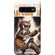 Hülle für Galaxy S10 Rockstar Tabby: Guitar Jam, Orange Kitty klimpert, singt