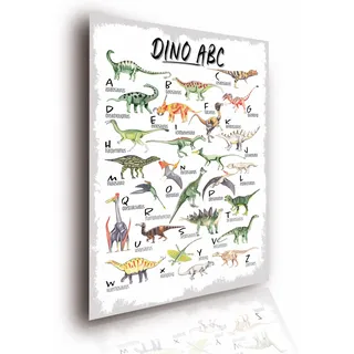 Lineo® Dinosaurier ABC Lernposter für Kinder; Dino Poster XXL Kinderzimmer Dekoration & Alphabet lernen; Tier-Poster Wandbild Deko Kunstdruck für Kinder 42 x 62 cm (Dino ABC - Aquarell)