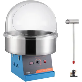 VEVOR Elektrische Zuckerwattemaschine, 1000 W Zuckerwattegeräte, Kommerzielle Zuckerwattemaschine mit Abdeckung, Edelstahlschüssel & Zuckerlöffel, Perfekt für Familienfeiern, Partys (Blau)