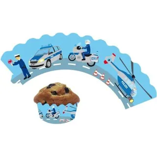 12 Polizei - Cupcake Deko Banderolen von DH-Konzept // Muffinförmchen Muffin Förmchen Kindergeburtstag Geburtstag Party Kuchen Police