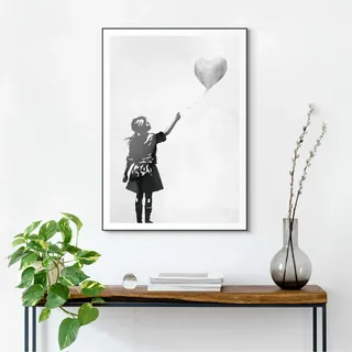 reinders Bild mit Rahmen REINDERS "Balloon Girl", schwarz (farbe bild(er): schwarz), B:50cm H:70cm T:1,6cm, Holzwerkstoff, Bilder, Bild mit Rahmen