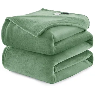 WAVVE Kuscheldecke Flauschig Decke Fleecedecke - Sofadecke Grün 220x240 cm Wohndecke Couchdecke Weich, XXL Groß Decke Sofa Leicht