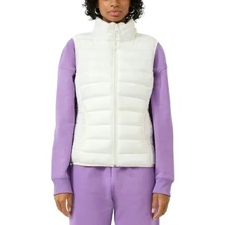 Steppweste QS, Damen, Gr. M (38), weiß, Steppware, Obermaterial: 100% Polyester. Futter: 100% Polyester, unifarben, normal hüftbedeckend, Rundhals, Westen Steppweste, mit Stehkragen und Reißverschluss