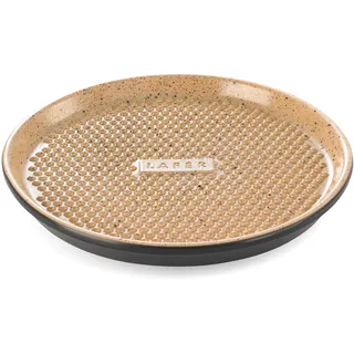 ROMERTOPF Römertopf BBQ Plancha Grillplatte mit Grillnoppen Ø 31,5 cm Feuerplatte aus naturton Ton, Schwarz