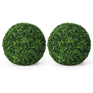 Costway Buchsbaumkugel UV-beständig Grün(2er-Set) , Kunststoff , 48 cm , Dekoration, Blumen & Blumentöpfe, Kunstpflanzen