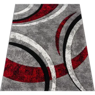 Paco Home Brillance 758 Kurzflorteppich 80 x 150 cm Grau/Rot